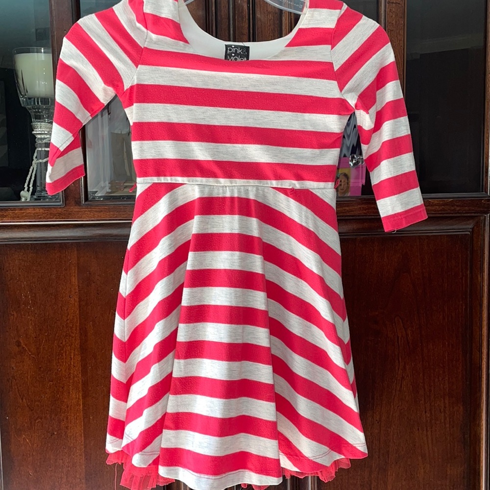 Pink & Violet Girls Striped Dress Size 6X